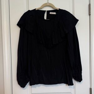 Mustard Seed Black Ruffled Blouse